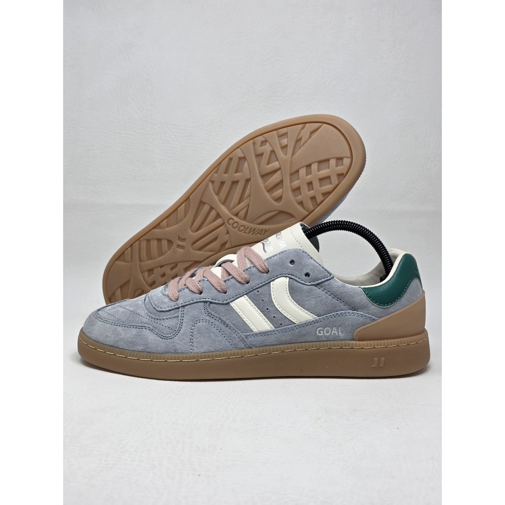 Coolway Goal Light Blue Suede Sneakers Pink Laces Stripes Mens Size 9 Tillys New